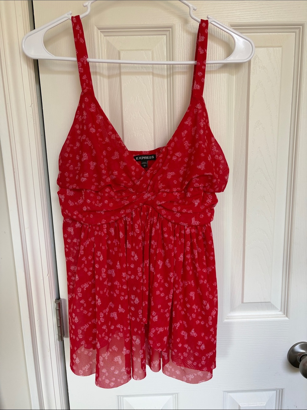 Express Red Floral Tank Top